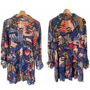 John Mark Art To Wear Blouse Tunic Top Artsy 2X